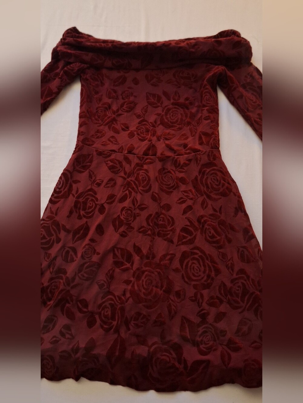 wild fable Off-Shoulder Velvet Dress in Burgundy